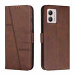 For Motorola Moto G53 5G/G13 4G/G23 4G Stitching Calf Texture Buckle Leather Phone Case(Brown)