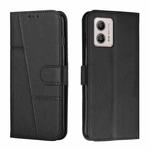 For Motorola Moto G73 Stitching Calf Texture Buckle Leather Phone Case(Black)