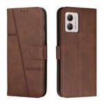 For Motorola Moto G73 Stitching Calf Texture Buckle Leather Phone Case(Brown)