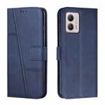 For Motorola Moto G73 Stitching Calf Texture Buckle Leather Phone Case(Blue)
