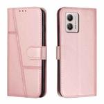 For Motorola Moto G73 Stitching Calf Texture Buckle Leather Phone Case(Rose Gold)