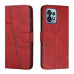 For Motorola Moto X40/X40 Pro/Edge+ 2023 Stitching Calf Texture Buckle Leather Phone Case(Red)
