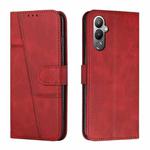 For Tecno Pova 4 Pro Stitching Calf Texture Buckle Leather Phone Case(Red)