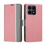 For Honor X8A Twill Texture Side Buckle Leather Phone Case(Pink)