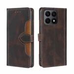 For Honor X8A Skin Feel Magnetic Buckle Leather Phone Case(Brown)