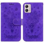 For Motorola Moto G13 / G23 / G53 Butterfly Rose Embossed Leather Phone Case(Purple)