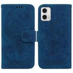 For Motorola Moto G73 Butterfly Rose Embossed Leather Phone Case(Blue)