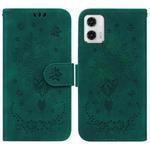 For Motorola Moto G73 Butterfly Rose Embossed Leather Phone Case(Green)