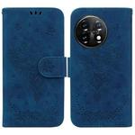 For OnePlus 11 Butterfly Rose Embossed Leather Phone Case(Blue)