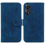 For OPPO Reno8 T 4G Butterfly Rose Embossed Leather Phone Case(Blue)
