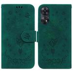 For OPPO Reno8 T 4G Butterfly Rose Embossed Leather Phone Case(Green)