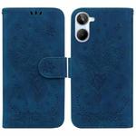 For Realme 10 4G Butterfly Rose Embossed Leather Phone Case(Blue)