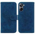 For Realme 10 Pro 5G Butterfly Rose Embossed Leather Phone Case(Blue)