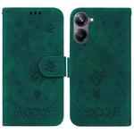 For Realme 10 Pro 5G Butterfly Rose Embossed Leather Phone Case(Green)