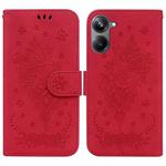 For Realme 10 Pro 5G Butterfly Rose Embossed Leather Phone Case(Red)