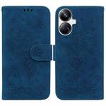 For Realme 10 Pro+ Butterfly Rose Embossed Leather Phone Case(Blue)