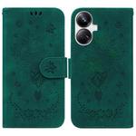 For Realme 10 Pro+ Butterfly Rose Embossed Leather Phone Case(Green)