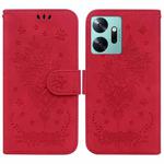 For Infinix Zero 20 Butterfly Rose Embossed Leather Phone Case(Red)