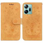 For Infinix Zero 20 Butterfly Rose Embossed Leather Phone Case(Yellow)