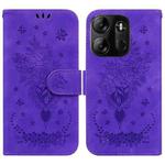 For Tecno Spark Go 2023 / Pop 7 Pro Butterfly Rose Embossed Leather Phone Case(Purple)