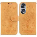 For Honor 70 Butterfly Rose Embossed Leather Phone Case(Yellow)