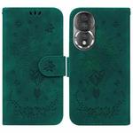 For Honor 80 Butterfly Rose Embossed Leather Phone Case(Green)