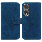 For Honor 80 Pro Butterfly Rose Embossed Leather Phone Case(Blue)