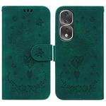 For Honor 80 Pro Butterfly Rose Embossed Leather Phone Case(Green)