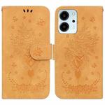 For Honor 80 SE Butterfly Rose Embossed Leather Phone Case(Yellow)