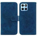 For Honor X8 5G Butterfly Rose Embossed Leather Phone Case(Blue)