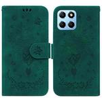 For Honor X8 5G Butterfly Rose Embossed Leather Phone Case(Green)