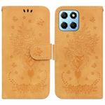 For Honor X8 5G Butterfly Rose Embossed Leather Phone Case(Yellow)