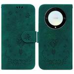 For Honor X9a Butterfly Rose Embossed Leather Phone Case(Green)