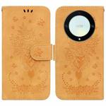 For Honor X9a Butterfly Rose Embossed Leather Phone Case(Yellow)