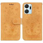 For Honor X7a Butterfly Rose Embossed Leather Phone Case(Yellow)