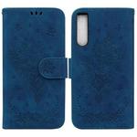 For Sony Xperia 10 IV 2023 Butterfly Rose Embossed Leather Phone Case(Blue)