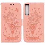 For Sony Xperia 10 IV 2023 Butterfly Rose Embossed Leather Phone Case(Pink)