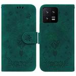 For Xiaomi 13 5G Butterfly Rose Embossed Leather Phone Case(Green)