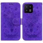 For Xiaomi 13 5G Butterfly Rose Embossed Leather Phone Case(Purple)