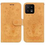 For Xiaomi 13 5G Butterfly Rose Embossed Leather Phone Case(Yellow)