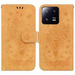 For Xiaomi 13 Pro Butterfly Rose Embossed Leather Phone Case(Yellow)