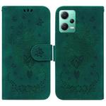 For Xiaomi Redmi Note 12 5G Butterfly Rose Embossed Leather Phone Case(Green)