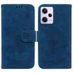 For Xiaomi Redmi Note 12 Pro 5G Butterfly Rose Embossed Leather Phone Case(Blue)