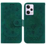 For Xiaomi Redmi Note 12 Pro 5G Butterfly Rose Embossed Leather Phone Case(Green)