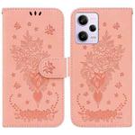For Xiaomi Redmi Note 12 Pro 5G Butterfly Rose Embossed Leather Phone Case(Pink)