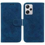 For Xiaomi Redmi Note 12 Pro+ Butterfly Rose Embossed Leather Phone Case(Blue)