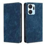 For Honor X7A RFID Anti-theft Brush Magnetic Leather Phone Case(Blue)
