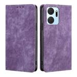 For Honor X7A RFID Anti-theft Brush Magnetic Leather Phone Case(Purple)