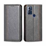 For Motorola Moto G Play 2023 Grid Texture Magnetic Flip Leather Phone Case(Grey)