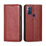For Motorola Moto G Play 2023 Grid Texture Magnetic Flip Leather Phone Case(Red)